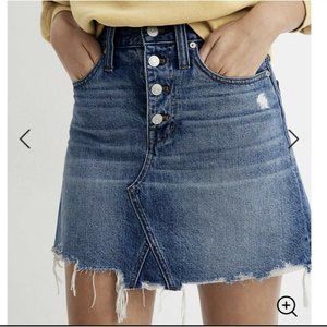 Madewell Jean Mini Skirt 26 Rigid A Line Denim Button Front Hughes Wash 79$